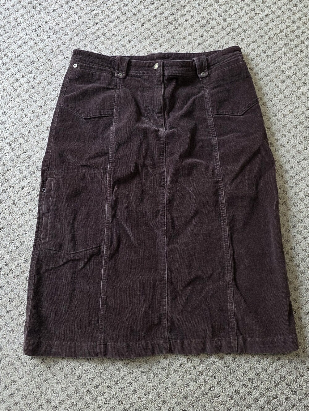 Woolrich Corduroy Midi Skirt in Deep Brown